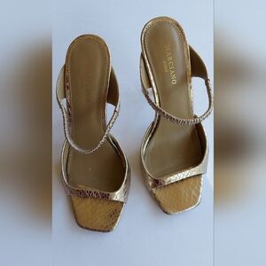 Guess Marciano premium line gold snakeskin sandals, size 7